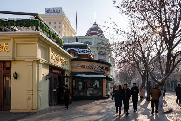 Ocak 2020 Harbin Çin Sokaktaki Insanlar Kuzeydoğu Çin Şehir Nüfusunun — Stok fotoğraf