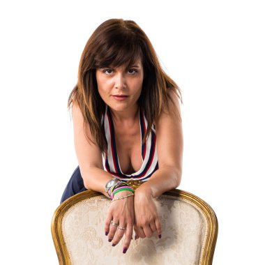 Vintage koltuk modeli kadınla