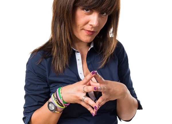 Mujer bonita en el estudio sobre blanco — Foto de Stock