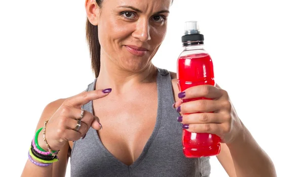 Sport donna bere soda — Foto Stock