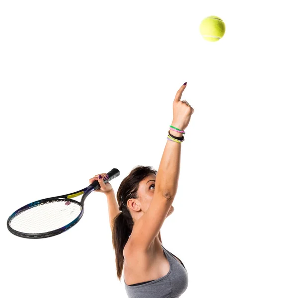 Mujer bonita jugando tenis — Foto de Stock