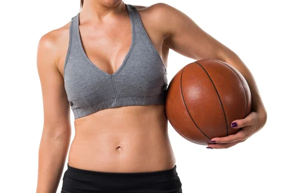 Esporte mulher jogando basquete — Fotografia de Stock