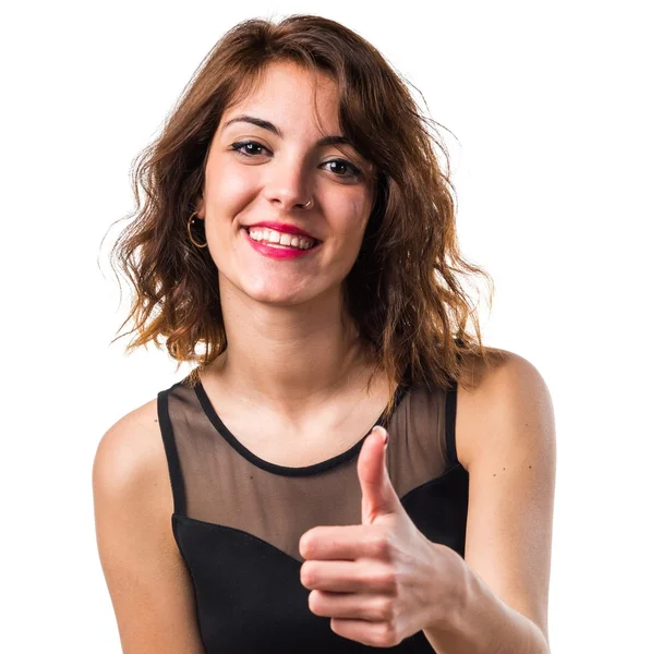 Chica bonita con el pulgar hacia arriba — Foto de Stock