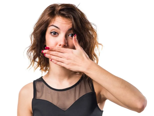 Woman covering her mouth — Stock Photo, Image