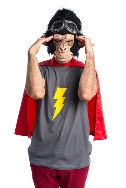 Απογοητευμένοι Superhero μαϊμού άνθρωπος — Φωτογραφία Αρχείου