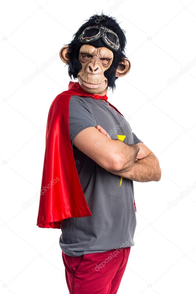 Superhero monkey man with his arms crossed