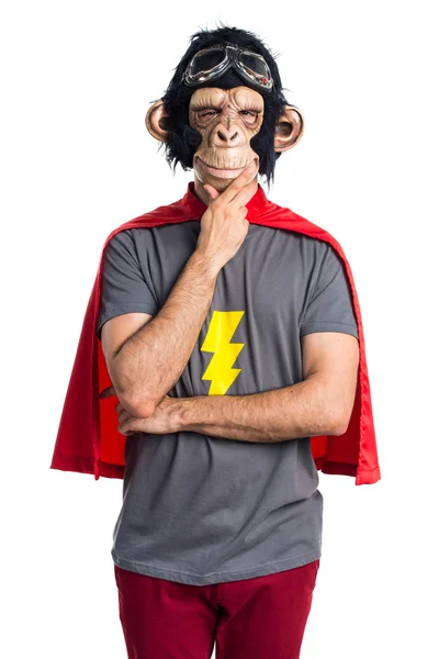 Homem macaco super-herói pensando — Fotografia de Stock