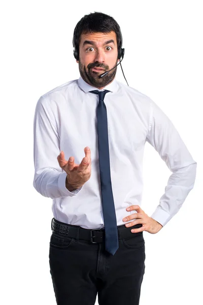 Müder gutaussehender Telemarketer — Stockfoto