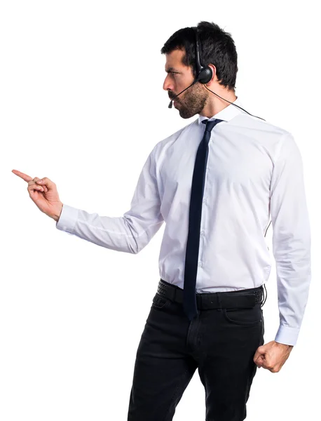 Young man with a headset shouting — Stock Photo, Image