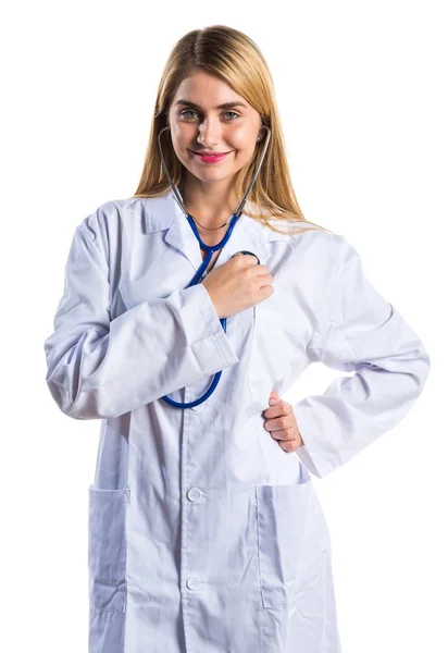 Mulher médica com estetoscópio — Fotografia de Stock