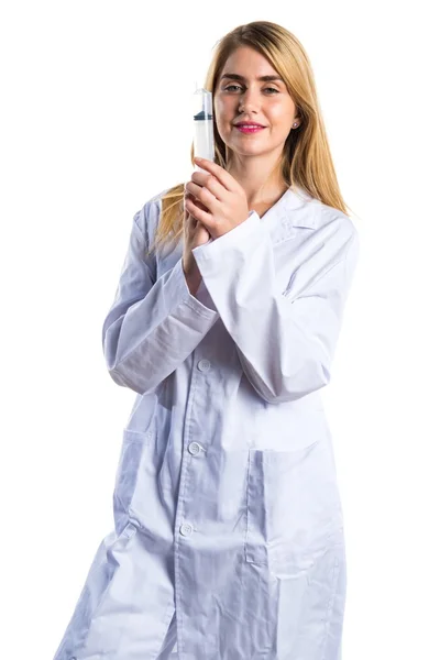 Доктор жінка з шприцом — стокове фото