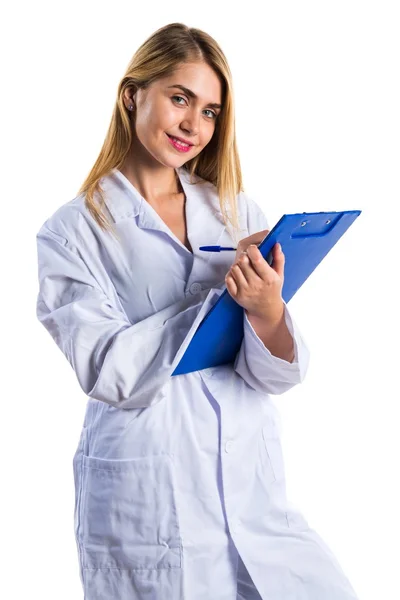 Doctor woman holding notes Stock Image