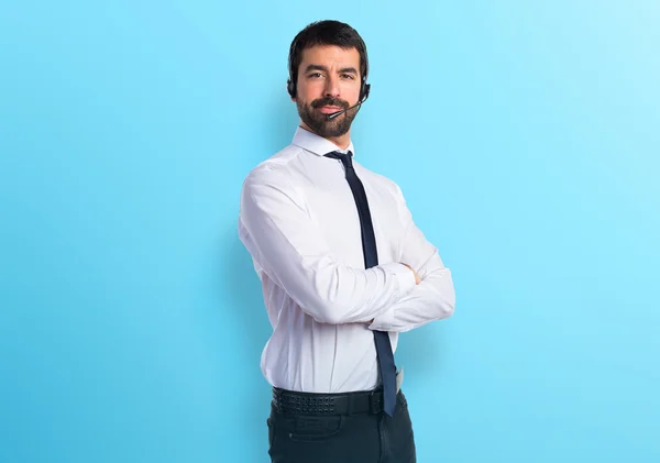 Young man with a headset — Stock Photo, Image