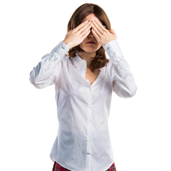 Estudiante chica cubriendo sus ojos —  Fotos de Stock