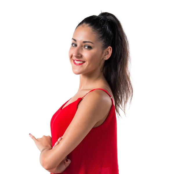 Pretty girl with red dress — Stock Photo, Image