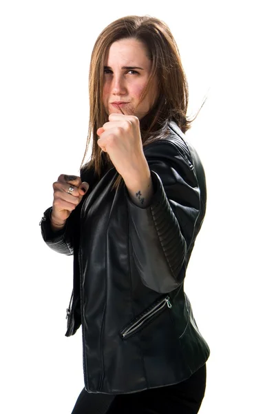 Woman giving a punch — Stock Photo, Image