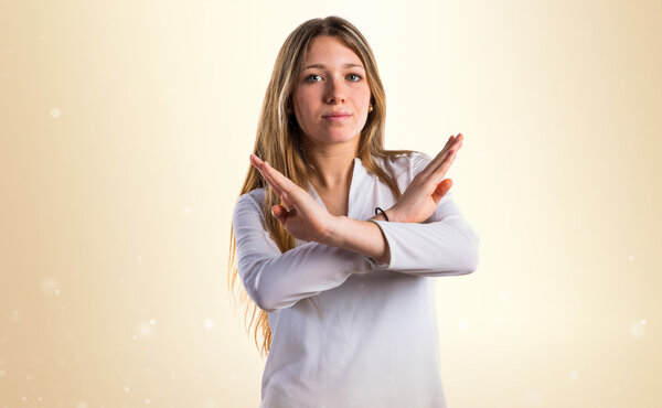 Teen girl doing NO gesture