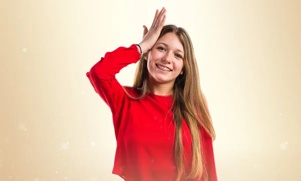 Adolescente menina ter dúvidas — Fotografia de Stock