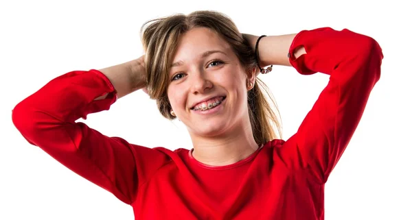 Modell Frau im Atelier — Stockfoto