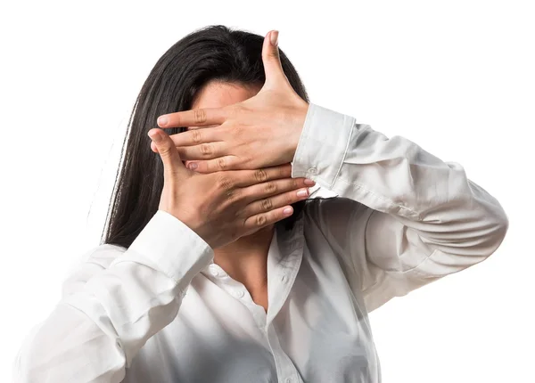 Girl covering her face — Stock Photo, Image