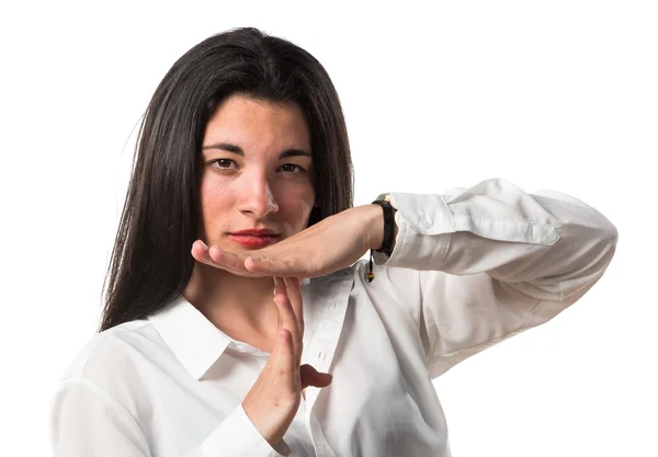 Girl making time out gesture — Stock Photo, Image