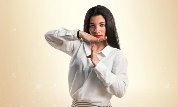 Girl making time out gesture — Stock Photo, Image