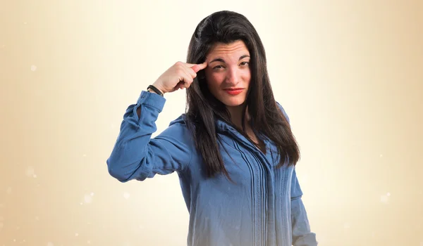 Girl making crazy gesture — Stock Photo, Image