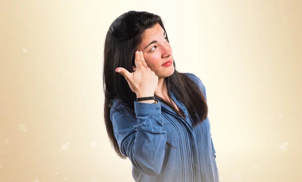 Girl making suicide gesture — Stock Photo, Image