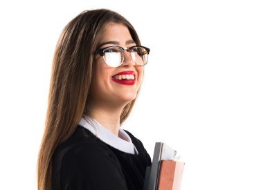 Birkaç üniversite not tutan kız