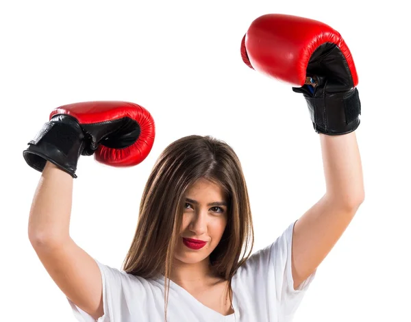 Chica adolescente con guantes de boxeo —  Fotos de Stock
