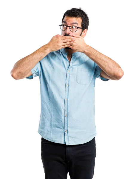 Handsome man doing surprise gesture — Stock Photo, Image