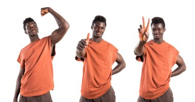 Başparmak ile yakışıklı siyah adam