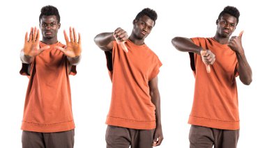 Kötü sinyal yapan yakışıklı siyah erkek