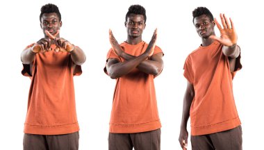 Hiçbir hareketi yapan yakışıklı siyah erkek