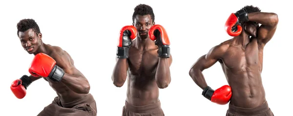 Красивый черный мужчина в боксёрских перчатках — стоковое фото