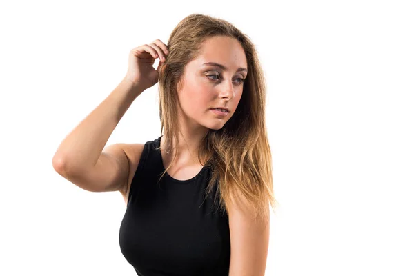 Blonde teen girl posing in studio — Stock Photo, Image