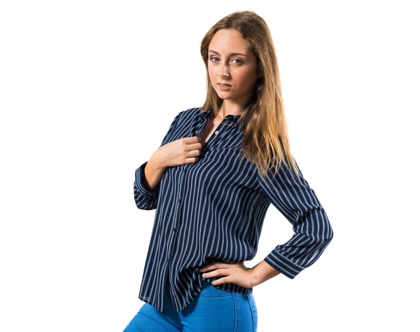 Blonde teen girl posing in studio — Stock Photo, Image