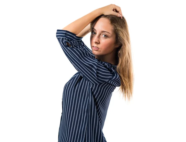 Blonde teen girl posing in studio — Stock Photo, Image