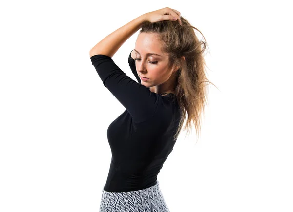 Blonde teen girl posing in studio — Stock Photo, Image
