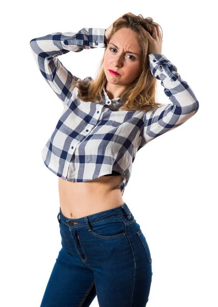 Frustrated blonde teen girl — Stock Photo, Image