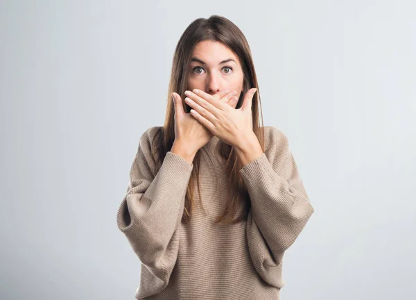 Girl covering her mouth — Stock Photo, Image