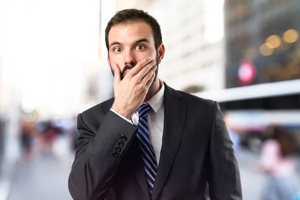 Businessman surprised over white background — Stock Photo, Image