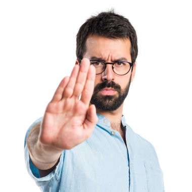 yakışıklı bir adam yapma dur işareti