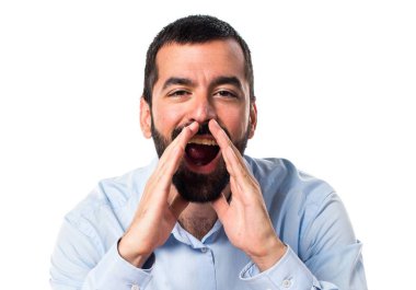 yakışıklı bir adam beyaz zemin üzerine