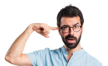 Yakışıklı adam deli jest yapma