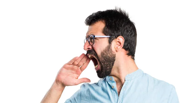 Enojado guapo hombre gritando — Foto de Stock