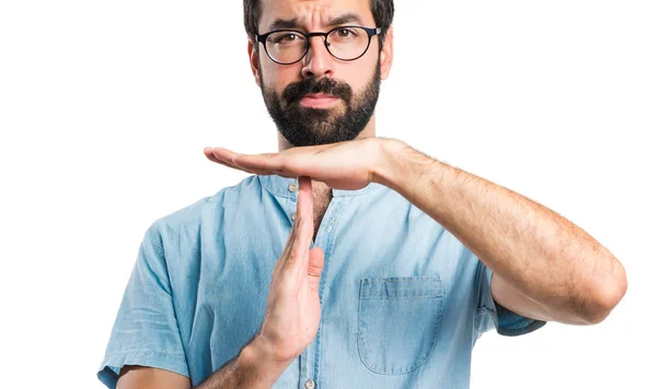 Pohledný muž časový limit gesto — Stock fotografie