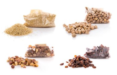 Kuruyemiş izole wite arka plan üzerinde kümesi