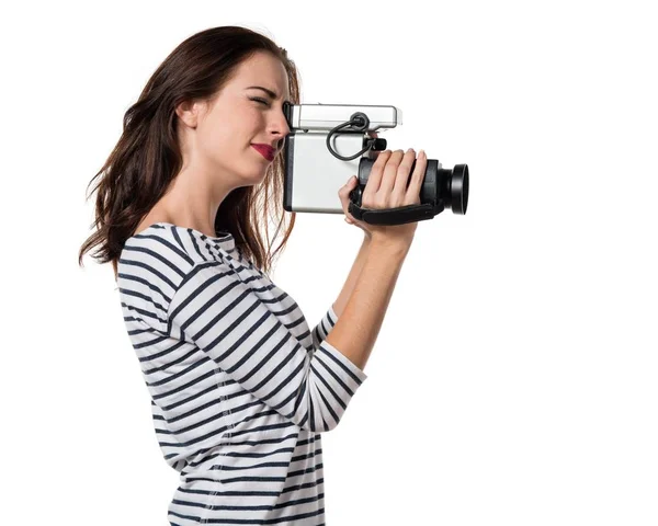Muito jovem filmagem menina — Fotografia de Stock