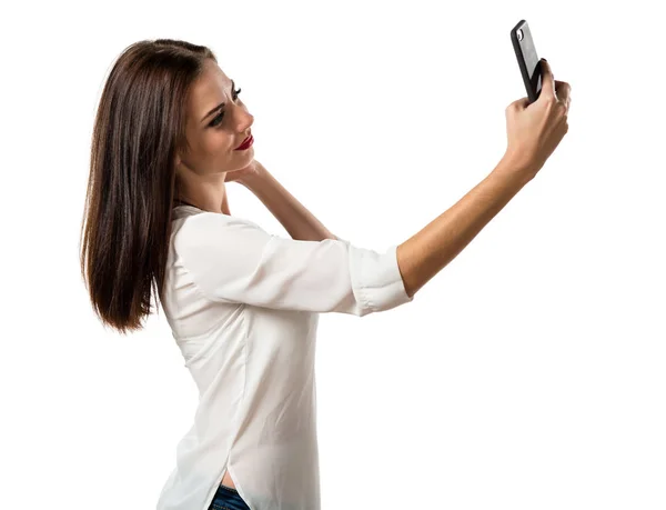 Bella ragazza che fa un selfie — Foto Stock